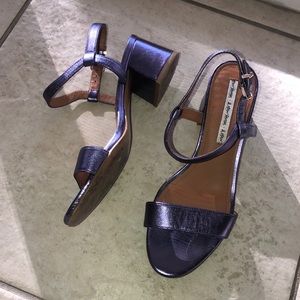 &other stories purple metallic block heel